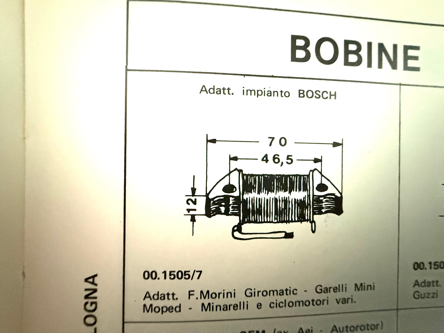 Bobina alimentazione impianto Bosch Garelli-Minarelli V1 50cc art.001505