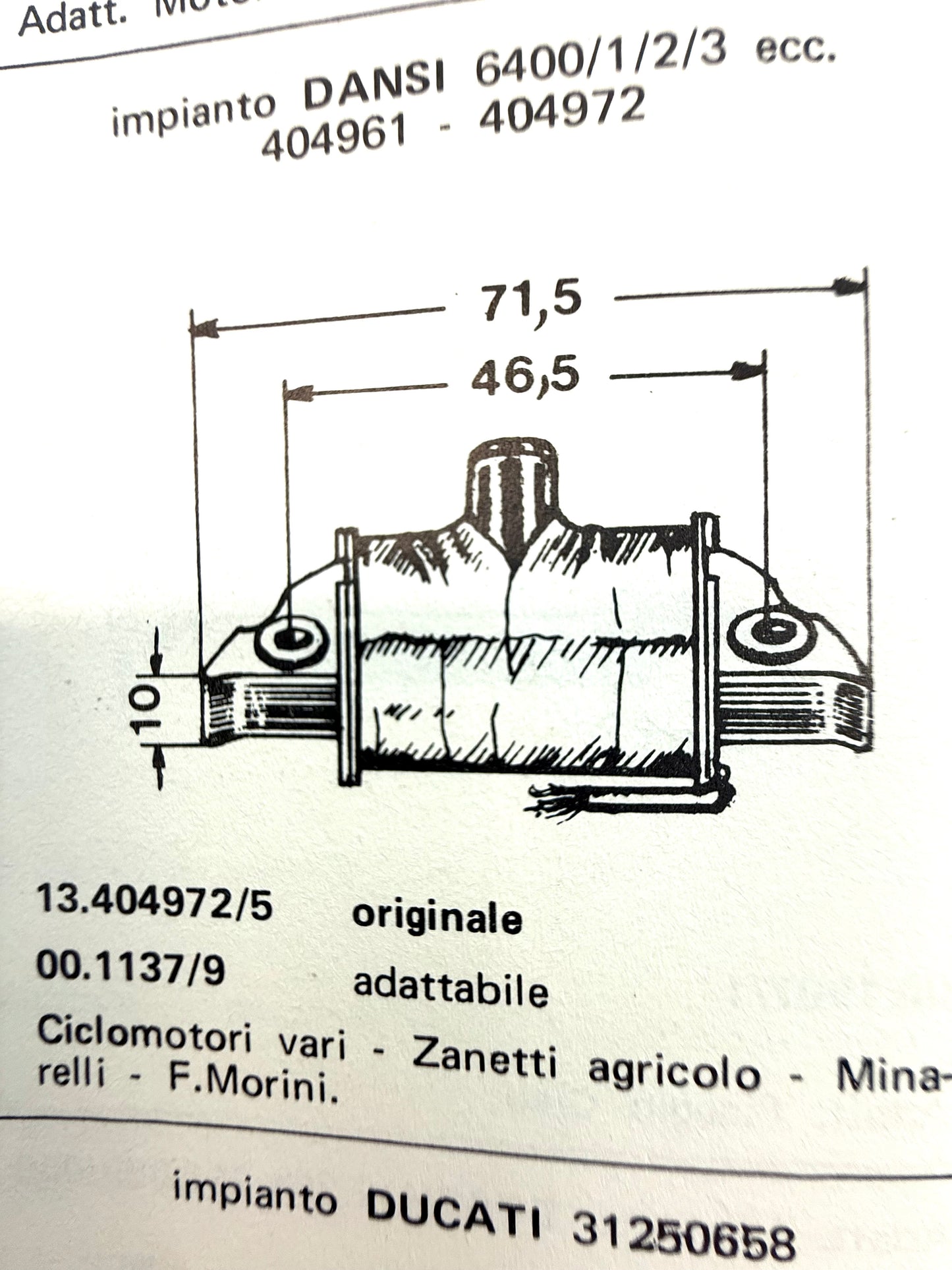 Bobina alta tensione impianto Dansi ciclomotori epoca art.001137