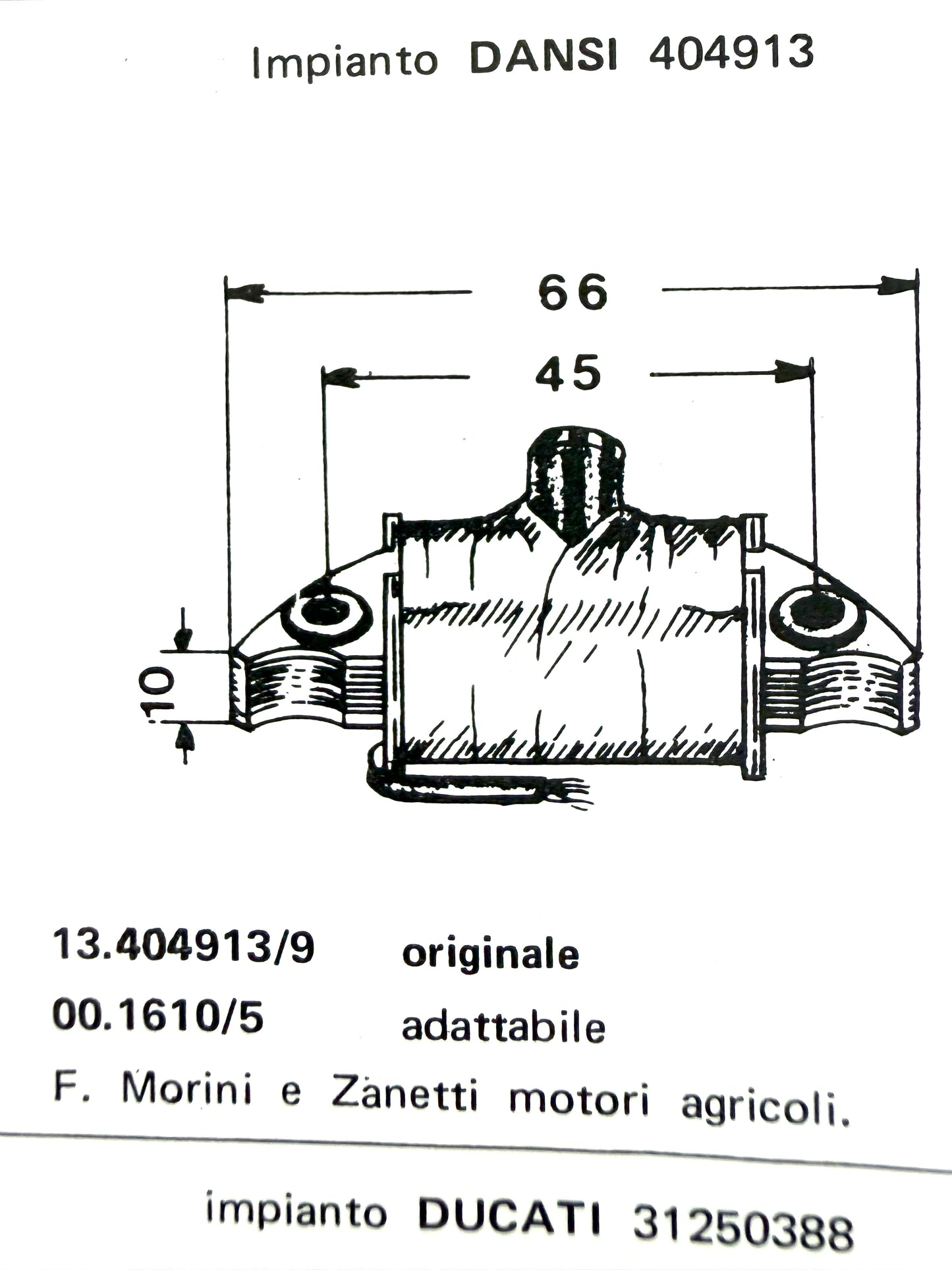 Bobina alta tensione impianto Dansi motori Franco Morini 50cc art.001610