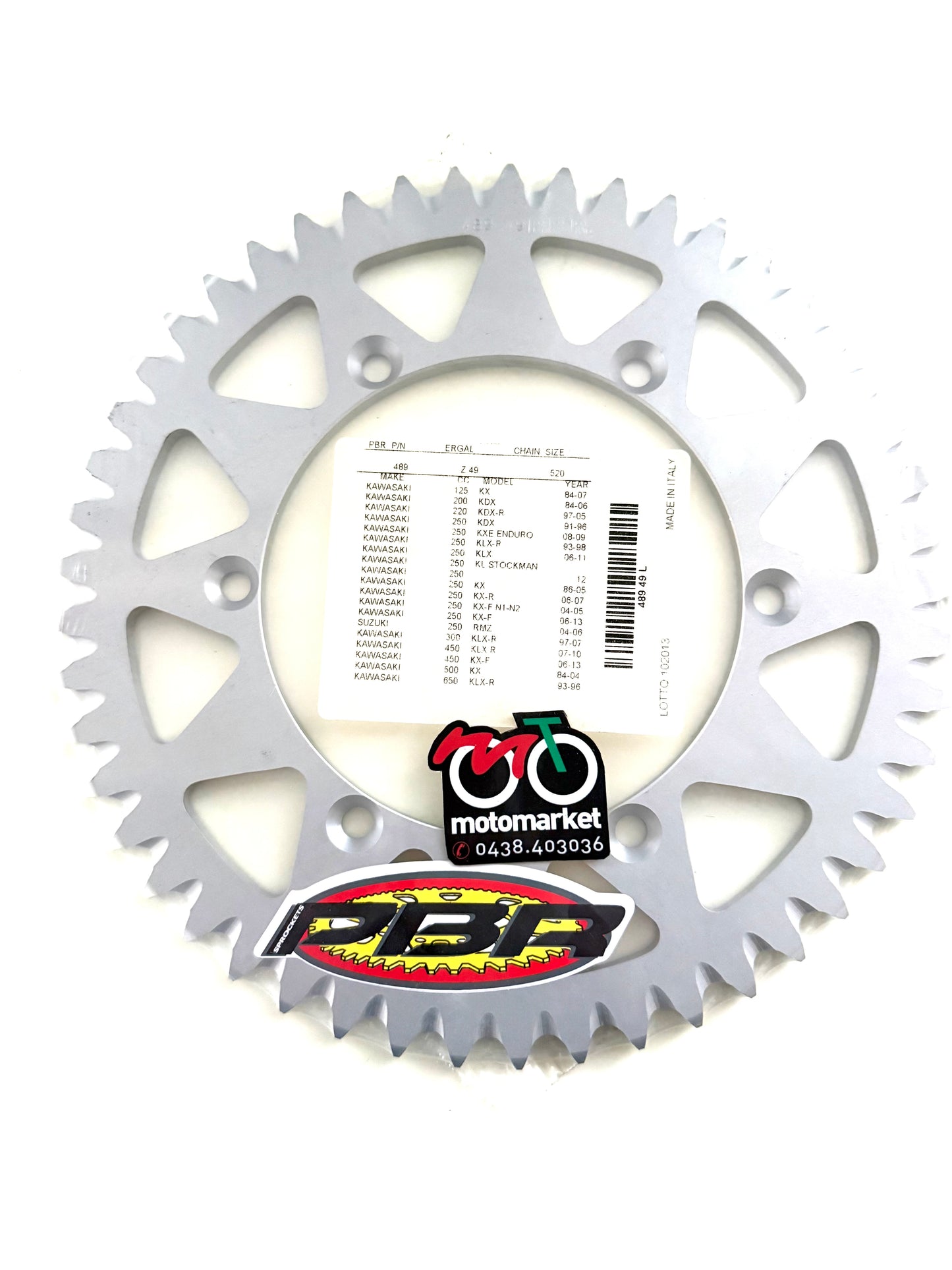 Corona Kawasaki KX125-250-500-KXF250-450-KLX650 in ergal art.489-49