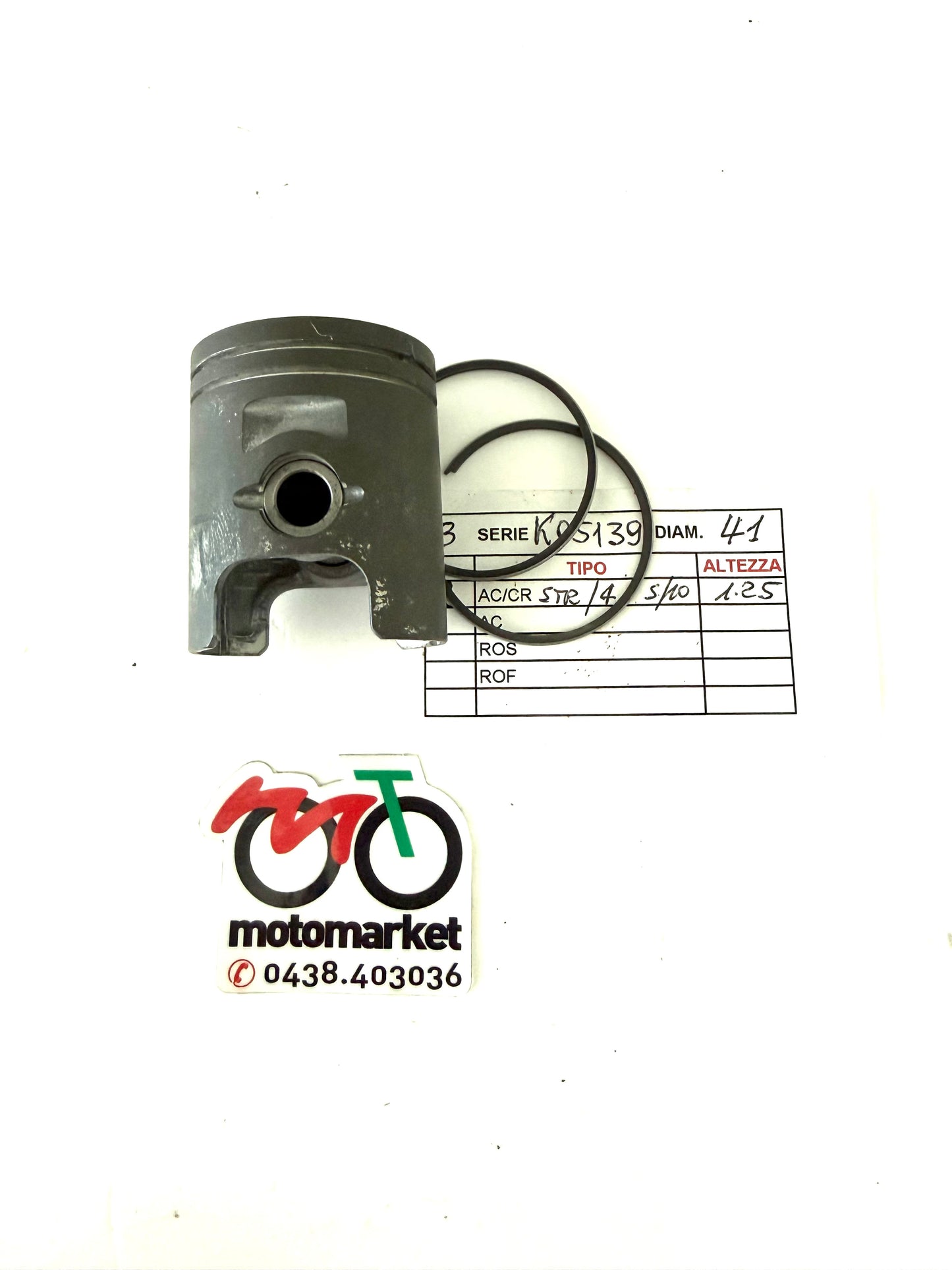 Pistone completo Aprilia SR Ditech 50cc D.41 art.6118