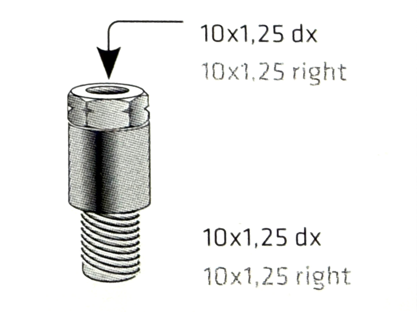 Riduzione specchio M10X1.25DX-M10X1.25DX art.342