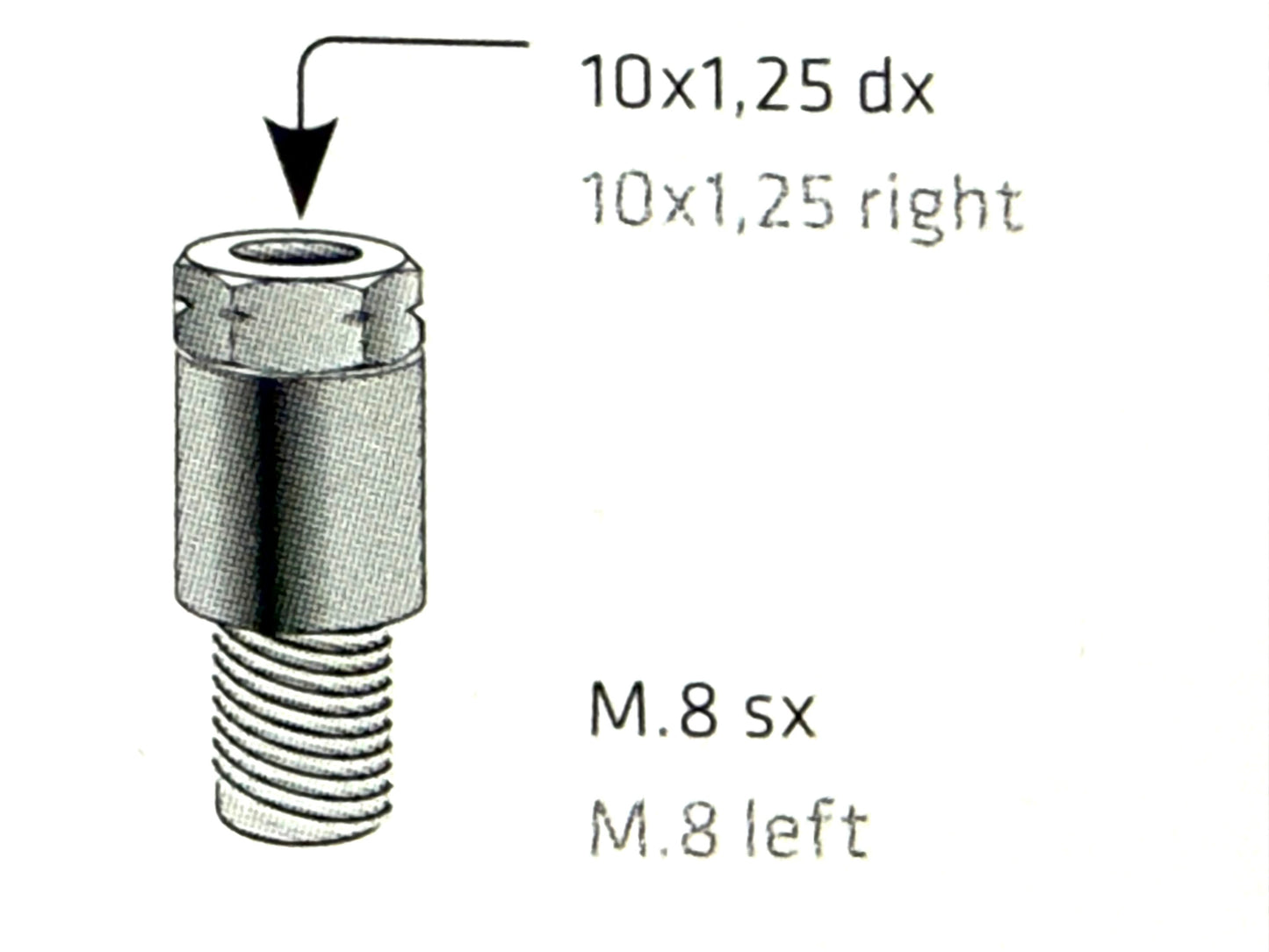 Riduzione specchio M10X1,25DX-M8SX art.268