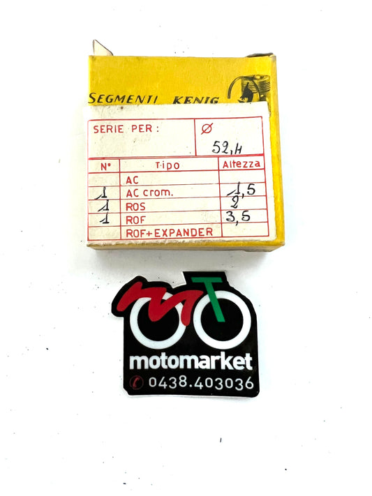 Anelli pistone Moto Guzzi Stornello 125cc diametro 52,4X1,5X2X3,5 Rof