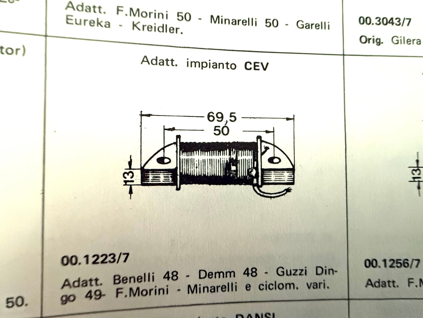 Bobina luce impianto CEV ciclomotore d'epoca art.001223