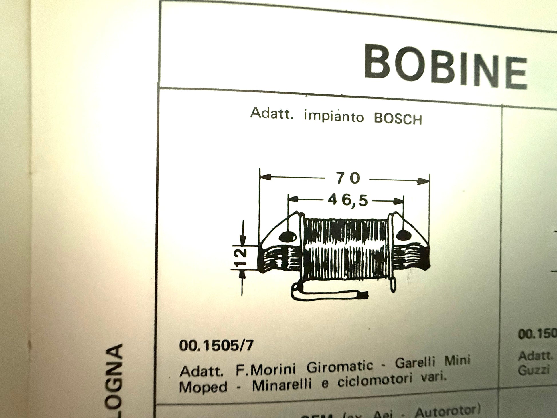 Bobina alimentazione impianto Bosch Garelli-Minarelli V1 50cc art.001505
