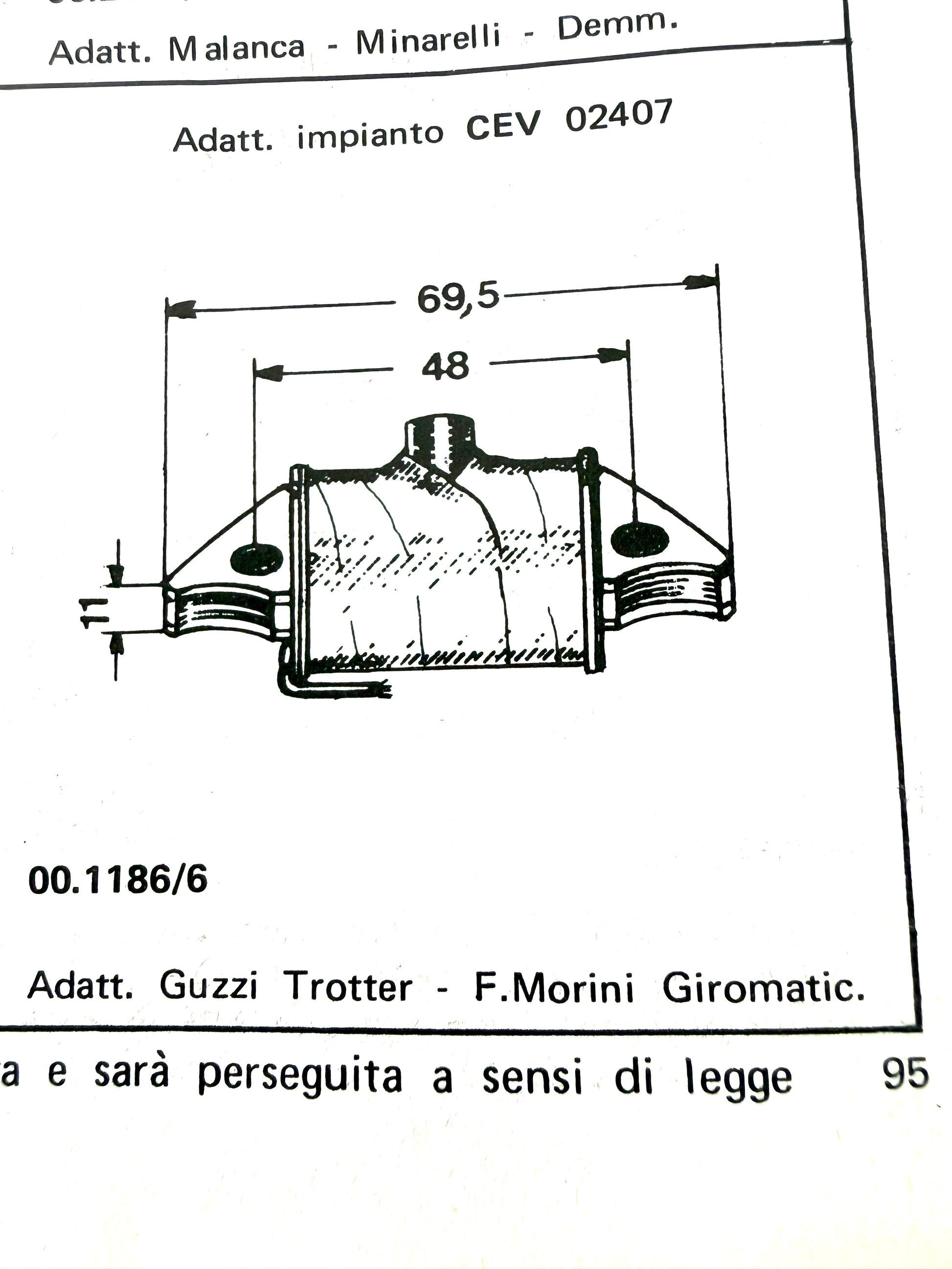 Bobina alta tensione impianto CEV Franco Morini Giromat-Guzzi Trotter 50cc art.001186
