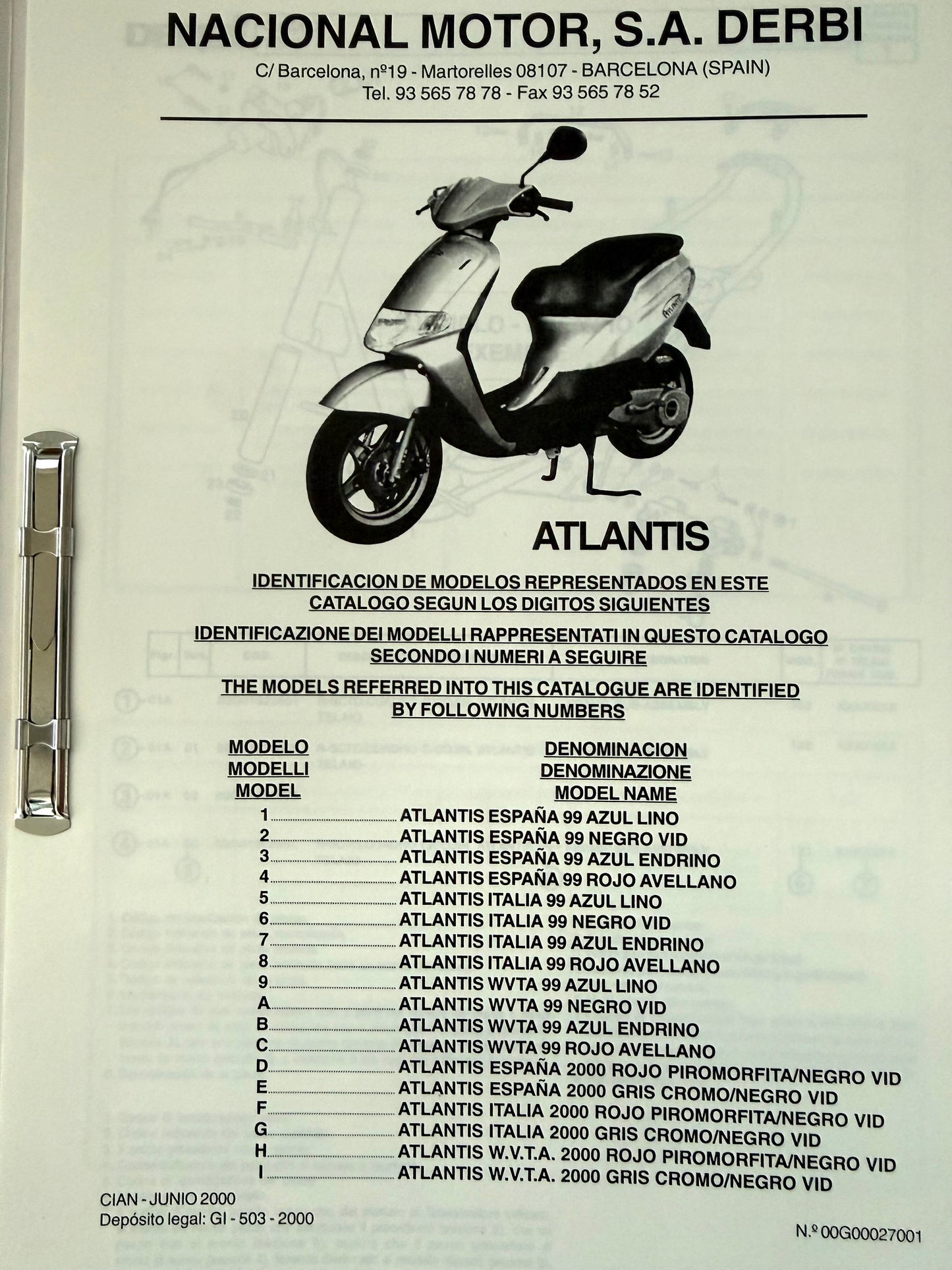 Catalogo parti di ricambio Derbi Atlantis 50cc aria