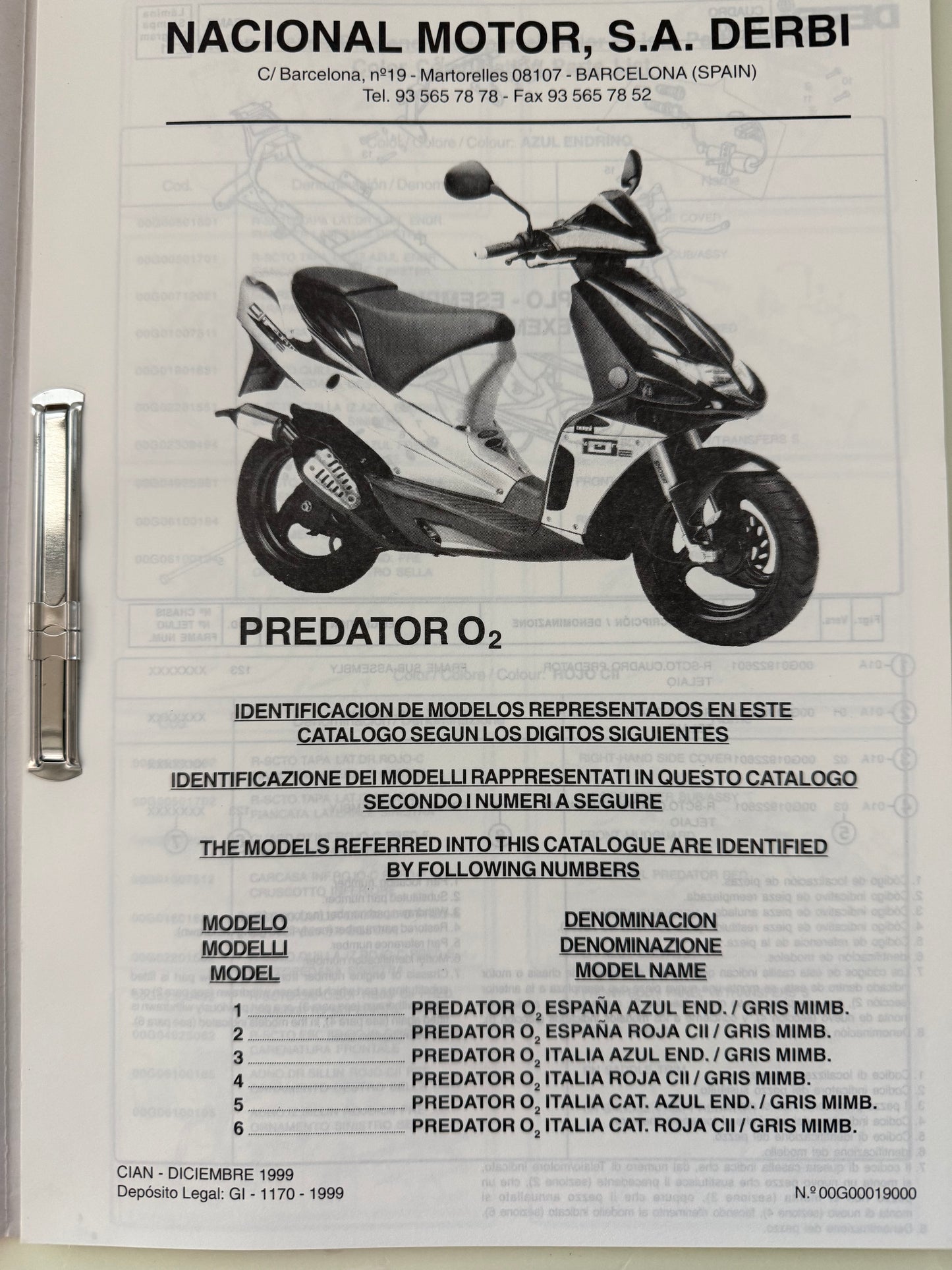 Catalogo parti di ricambio Derbi Predator 50cc aria