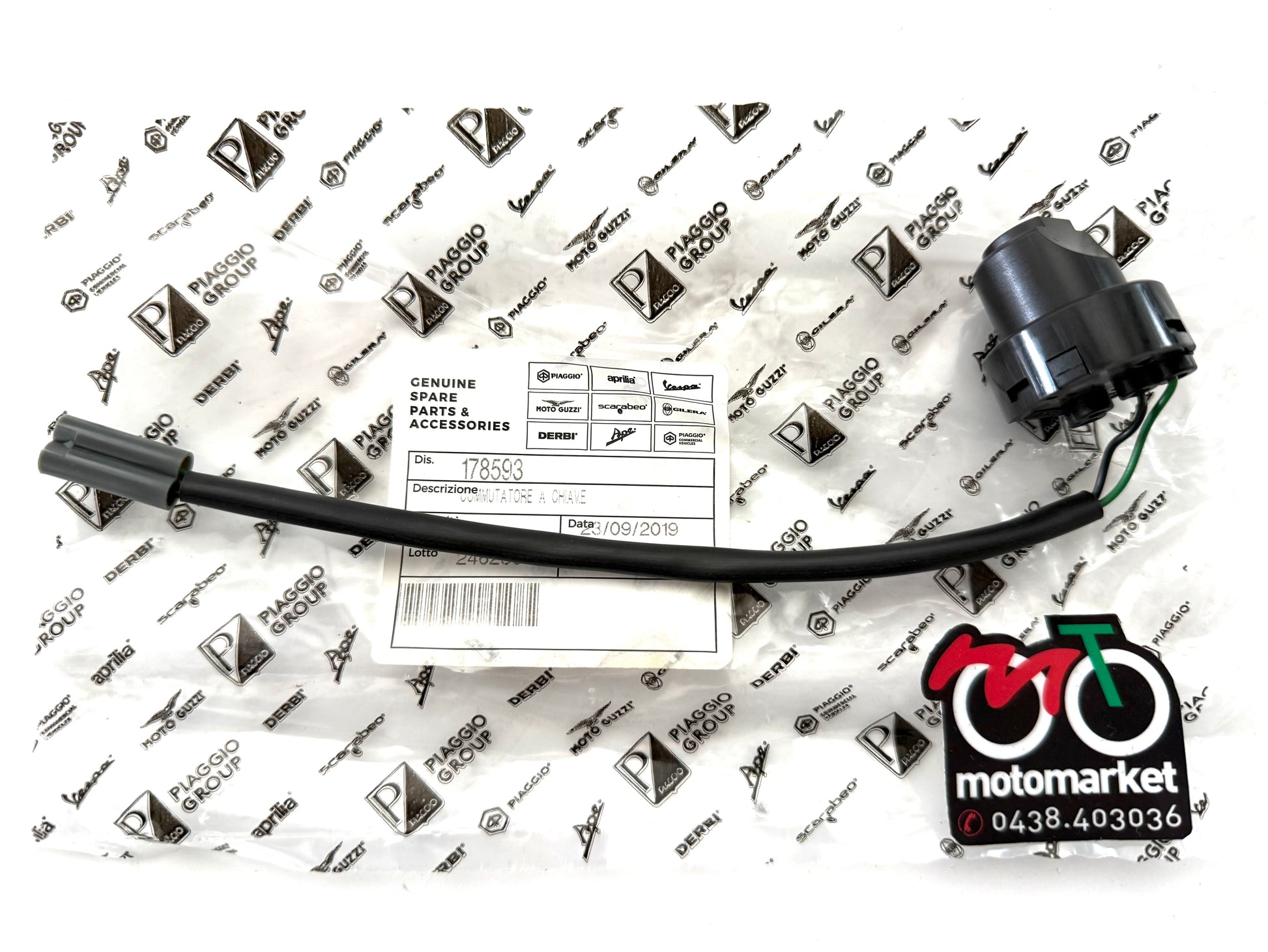 Commutatore a chiave Vespa PK50S-PK50XL-PX125 Arcobaleno-T5 a 2 cavi art.178593