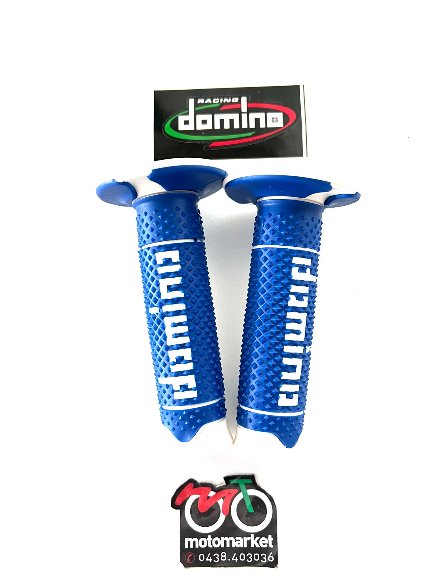 Manopole Domino enduro-cross bianco-blu art.AC2641