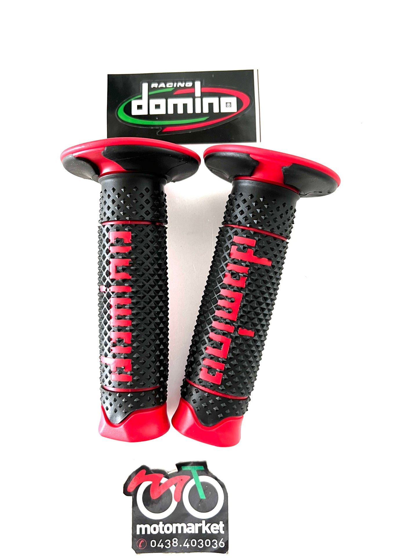 Manopole Domino enduro-cross nero-rosso art.AC2641