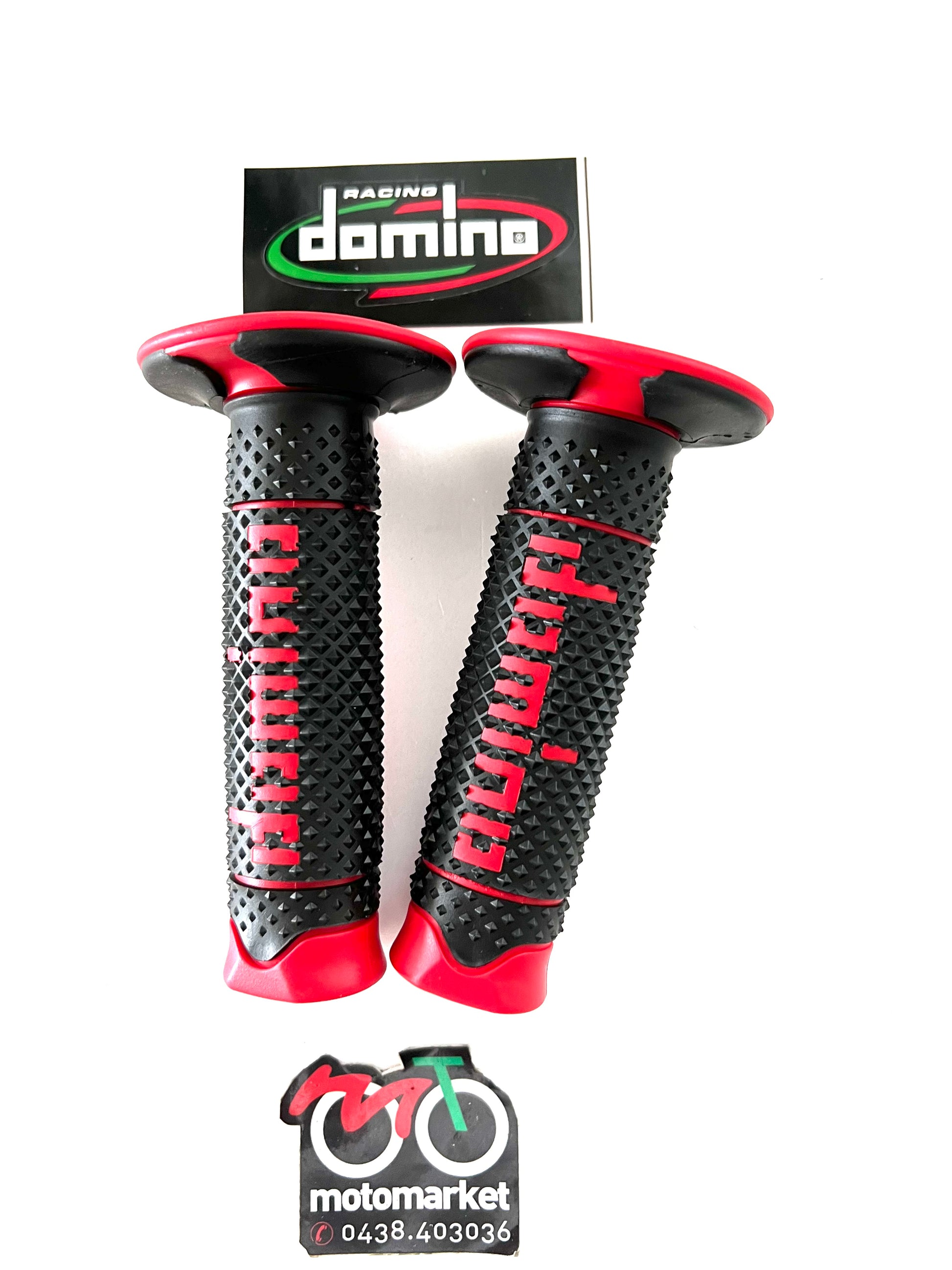 Manopole Domino enduro-cross nero-rosso art.AC2641