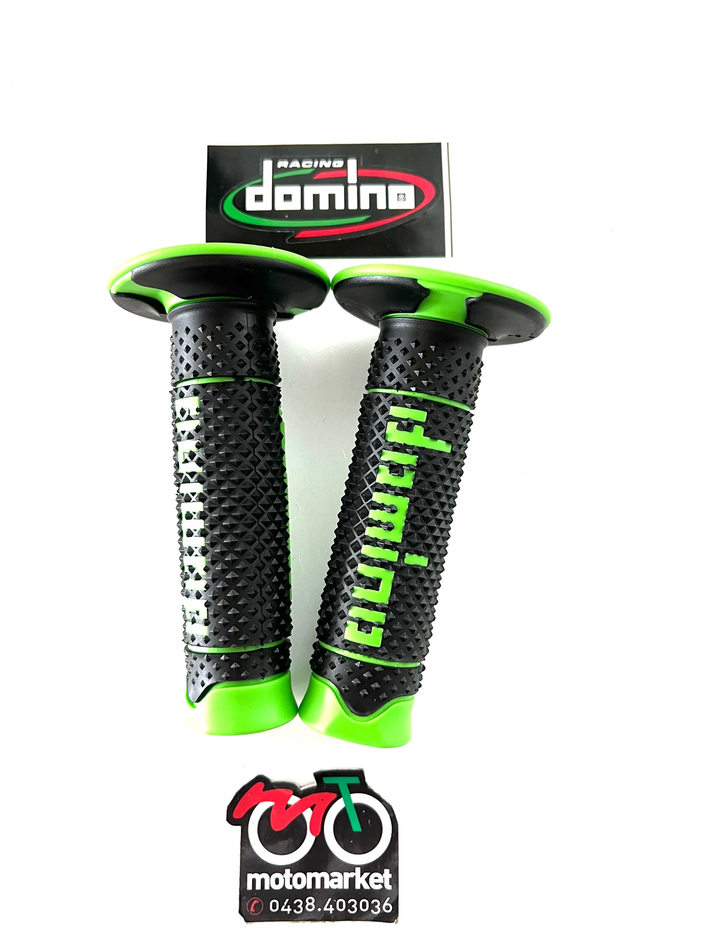 Manopole Domino enduro-cross nero-verde art.AC2641