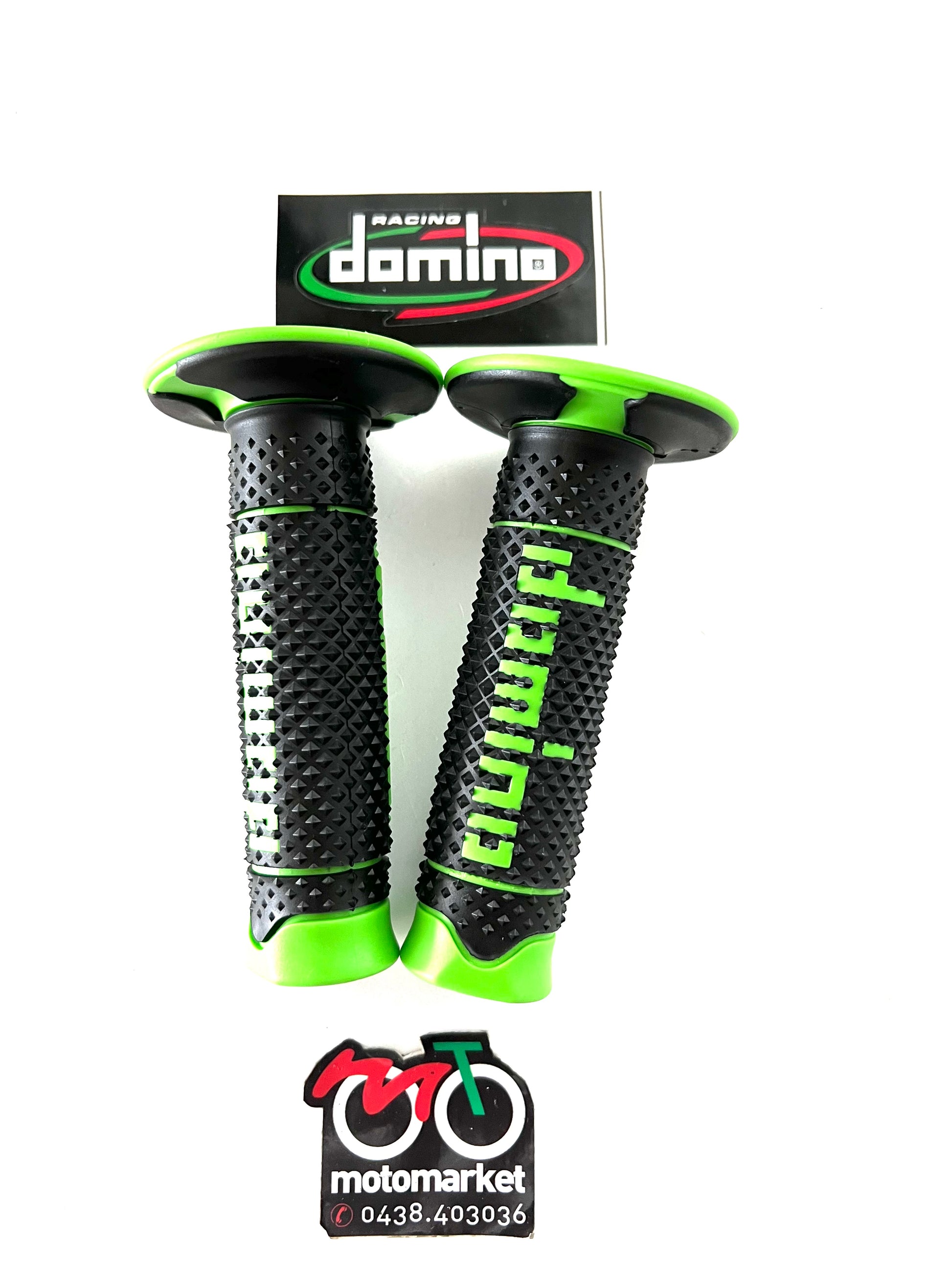 Manopole Domino enduro-cross nero-verde art.AC2641