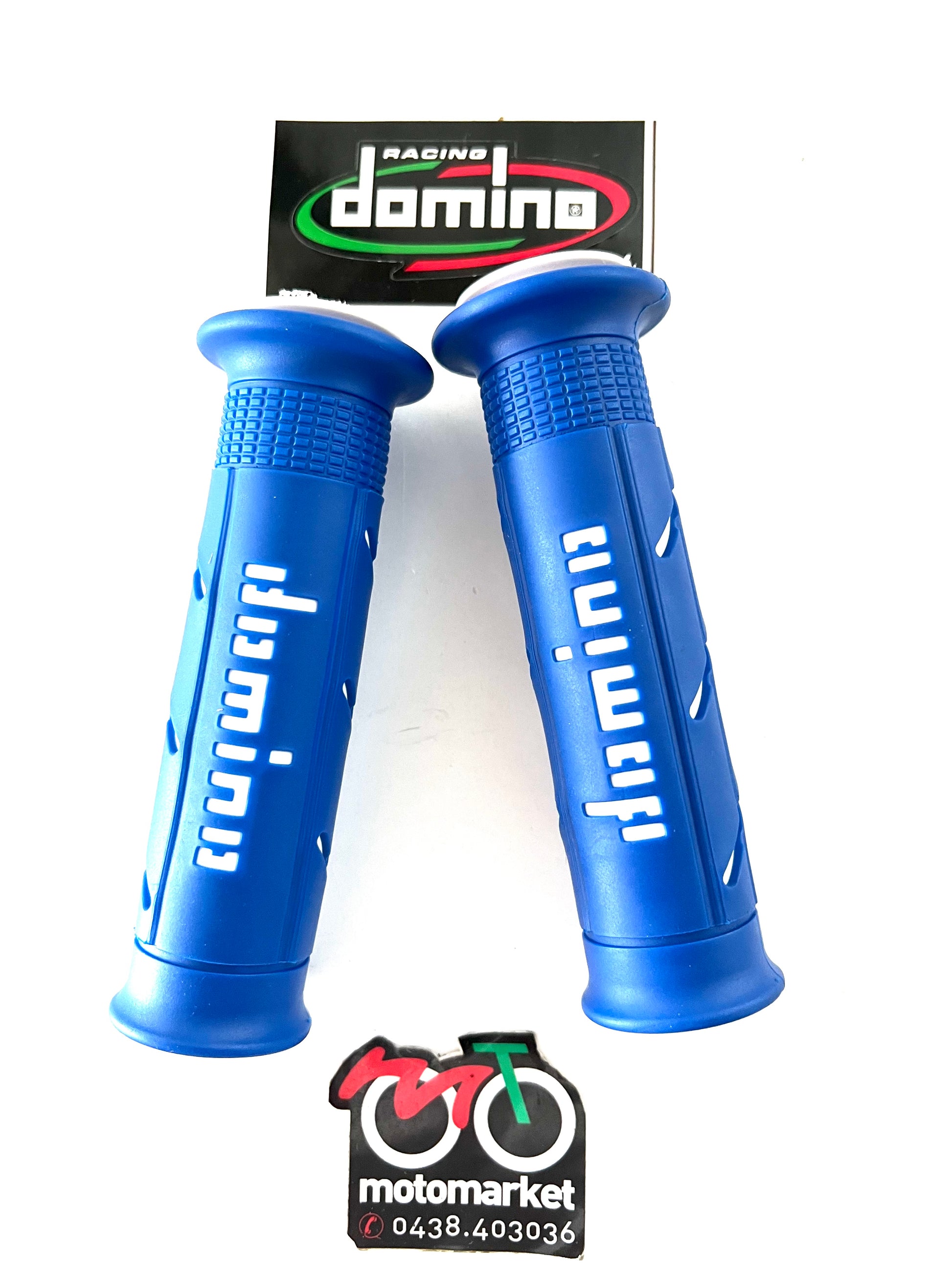 Manopole forate Domino blu-bianco L.125mm art.A25041