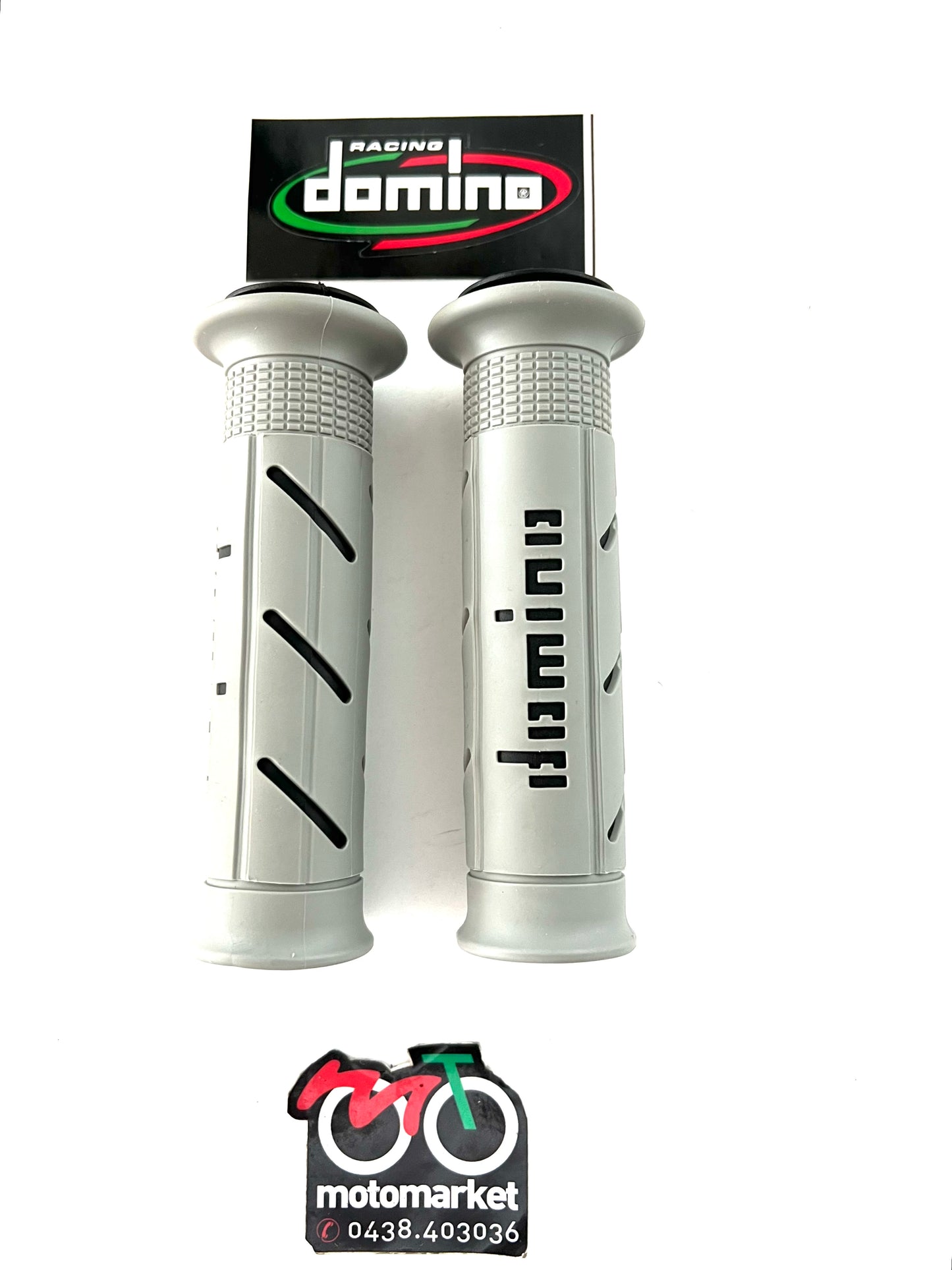 Manopole forate Domino grigio-nero L.125mm art.A25041
