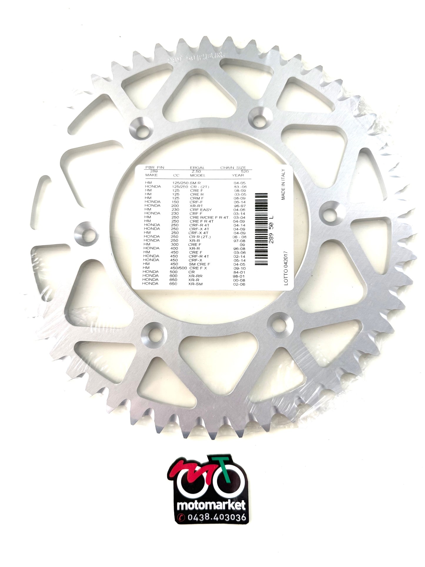 Corona Honda CR-CRF in ergal foro D.125 art.289-50