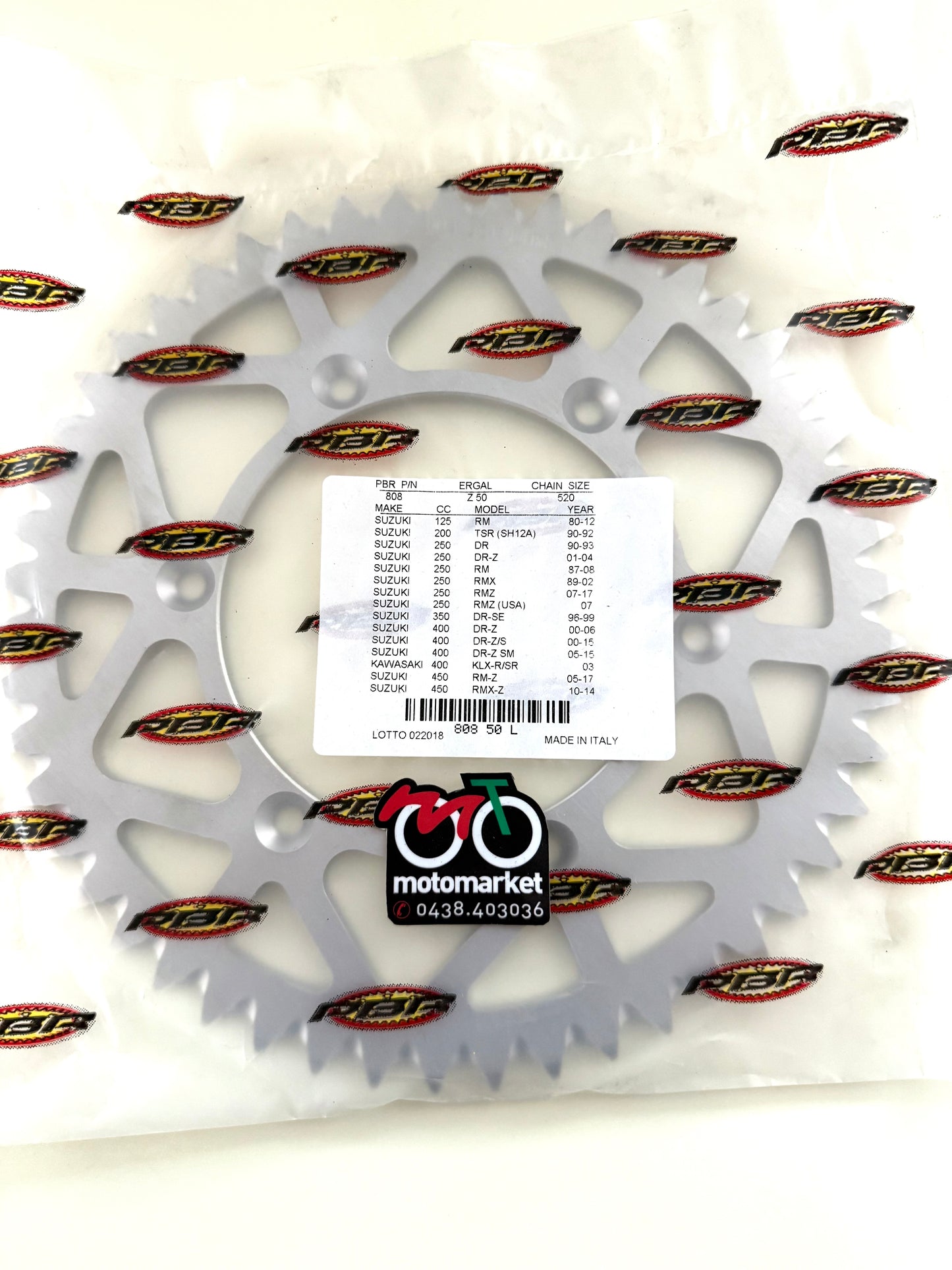 Corona Suzuki RM125-250-RMX450 in ergal foro da 126mm art.808-51