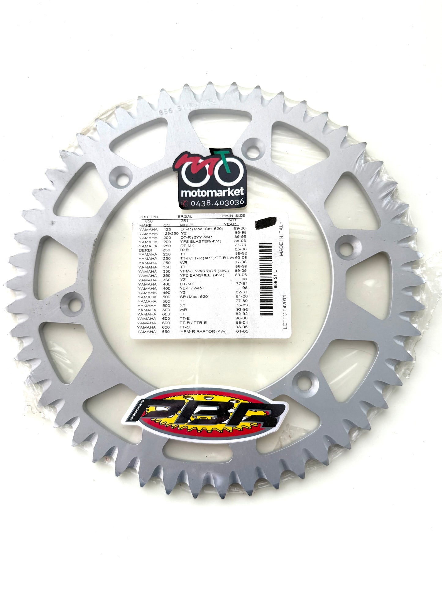Corona Yamaha YZ125-250 1989/93 in ergal foro da 152 art.856-51
