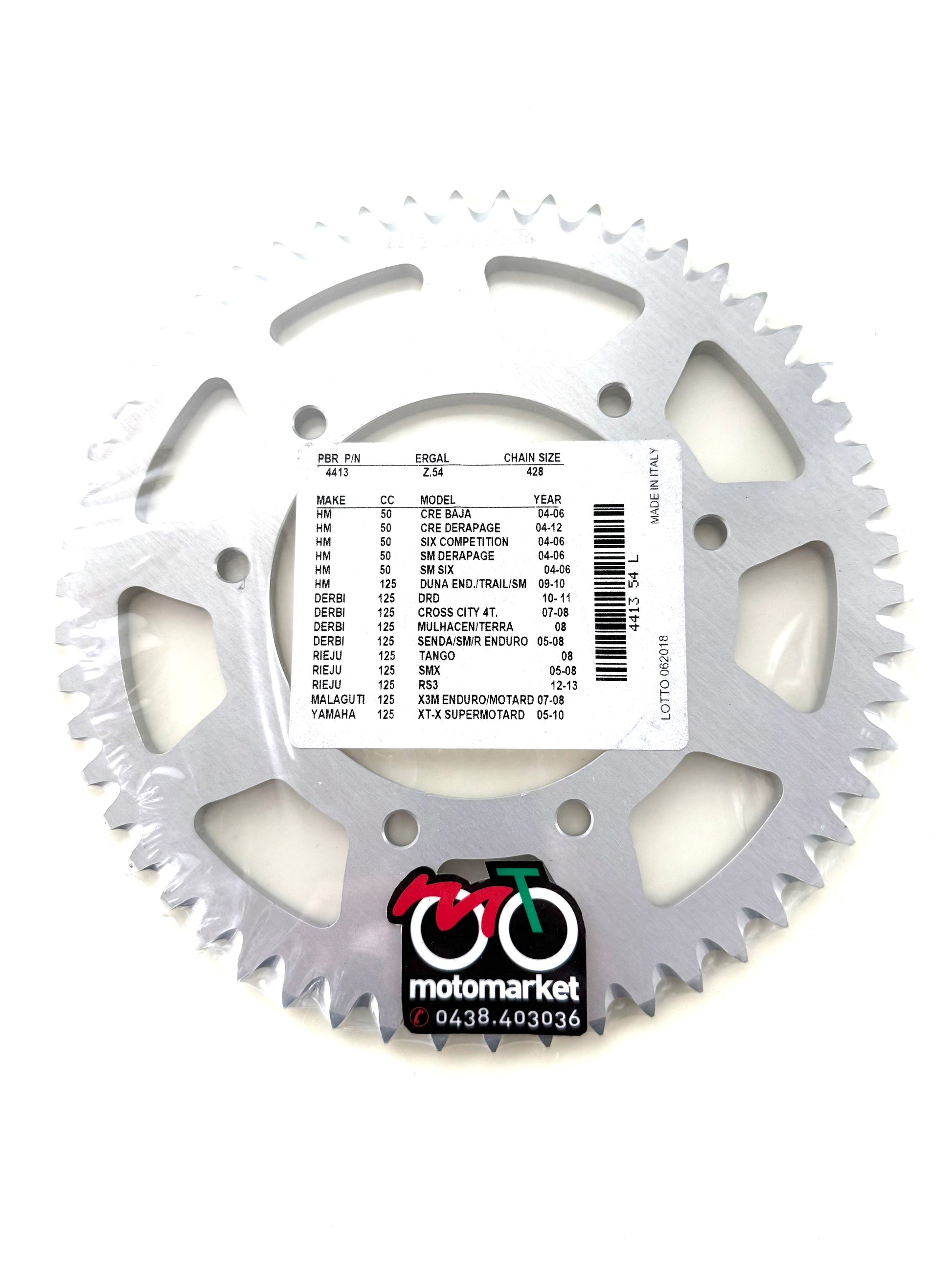 Corona HM CRE Dérapage-SM 50-Derbi Senda-Rieju Tango 125 passo 428 foro 105 art 4413-56