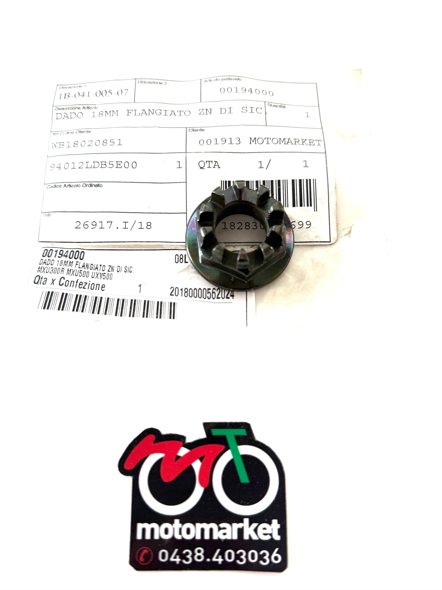 Dado ruota posteriore Kymco MXU300-500 art.00194000