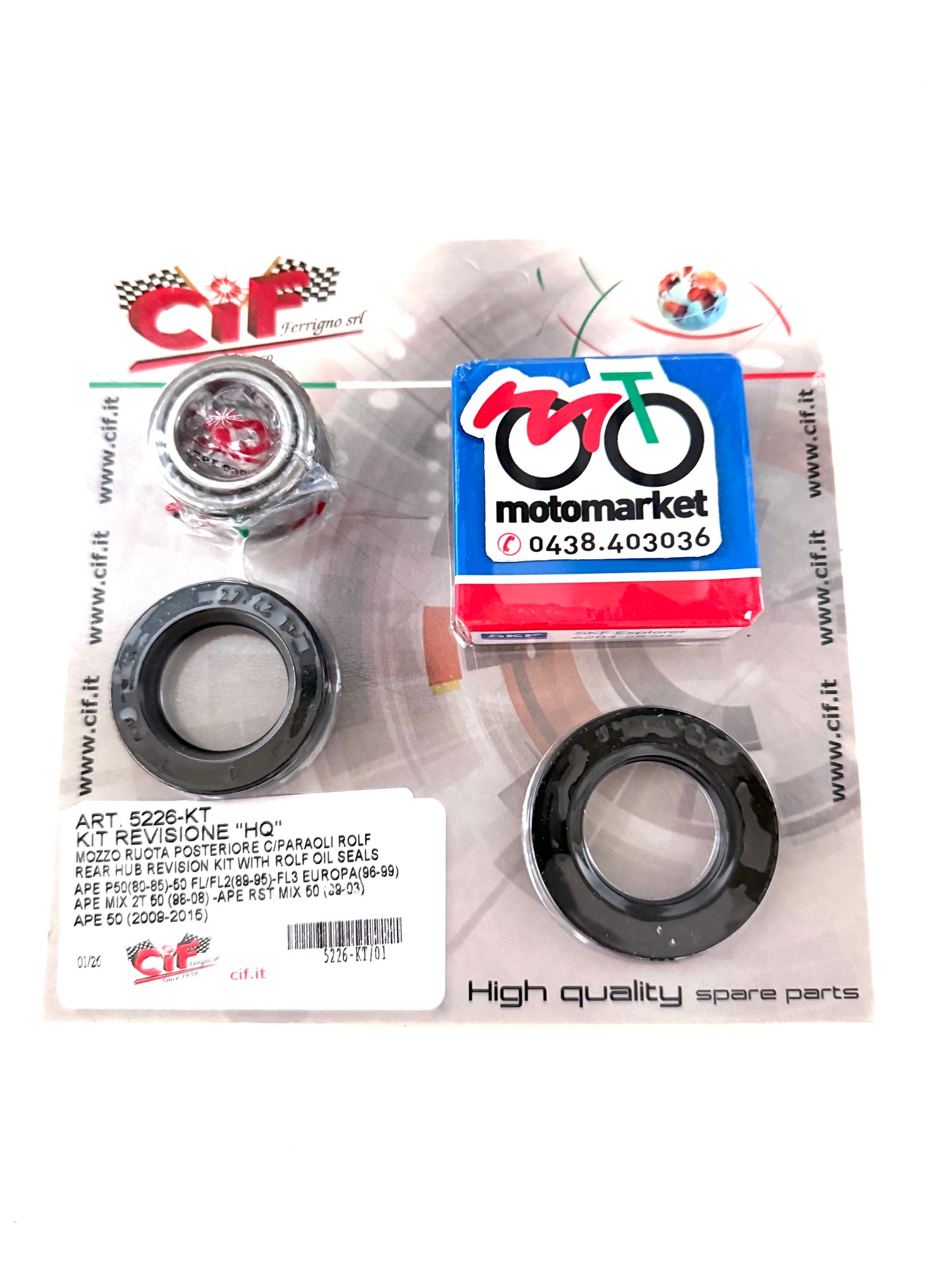 Kit revisione mozzo ruota posteriore Ape 50 tutti i modelli art.5226-KT
