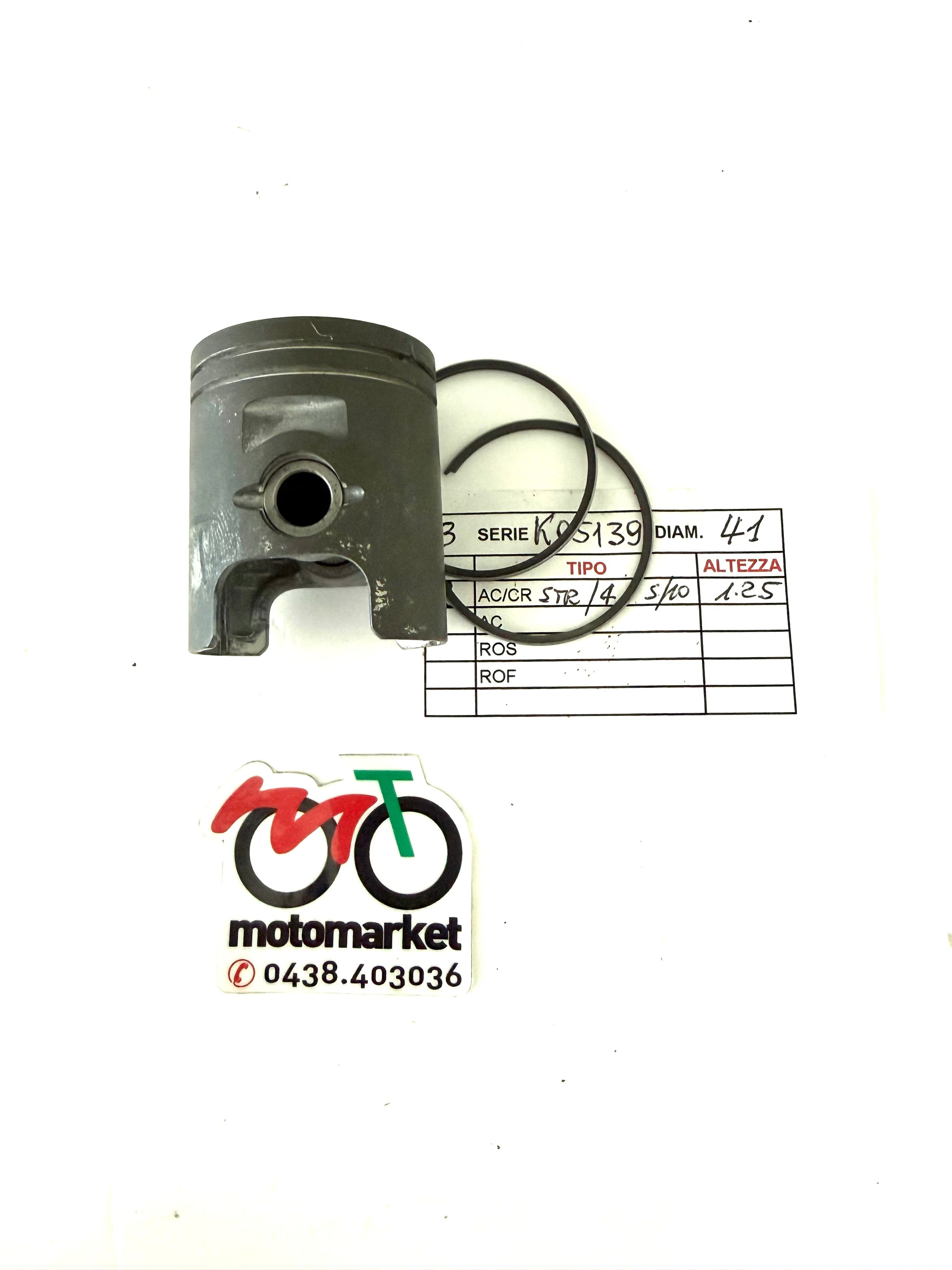 Pistone completo Aprilia SR Ditech 50cc D.41 art.6118