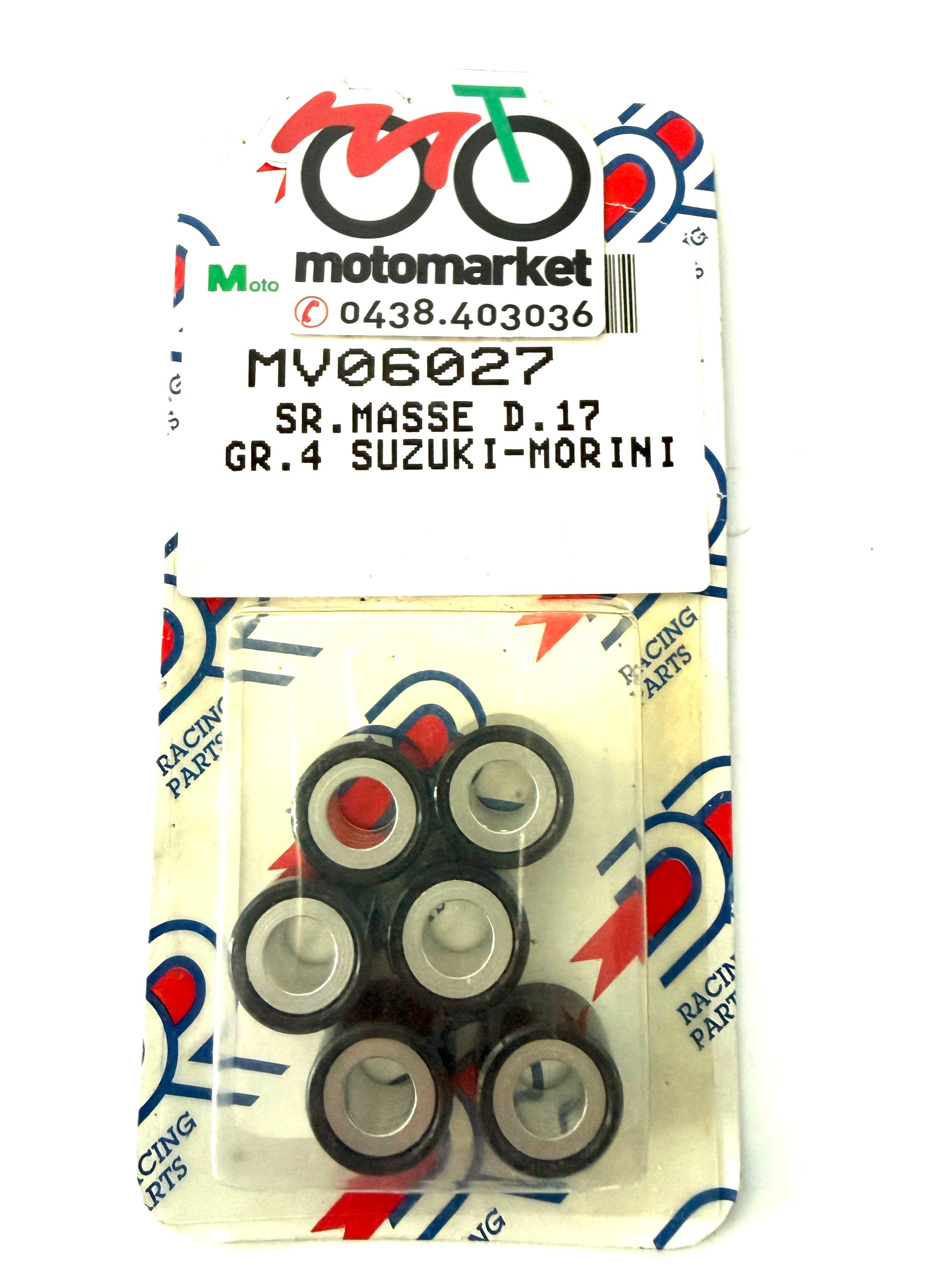 Rulli variatore 17X12,3 scooter Suzuki-Malaguti Crosser-Derbi-Cagiva F. Morini 50cc gr.4 art.MV06027