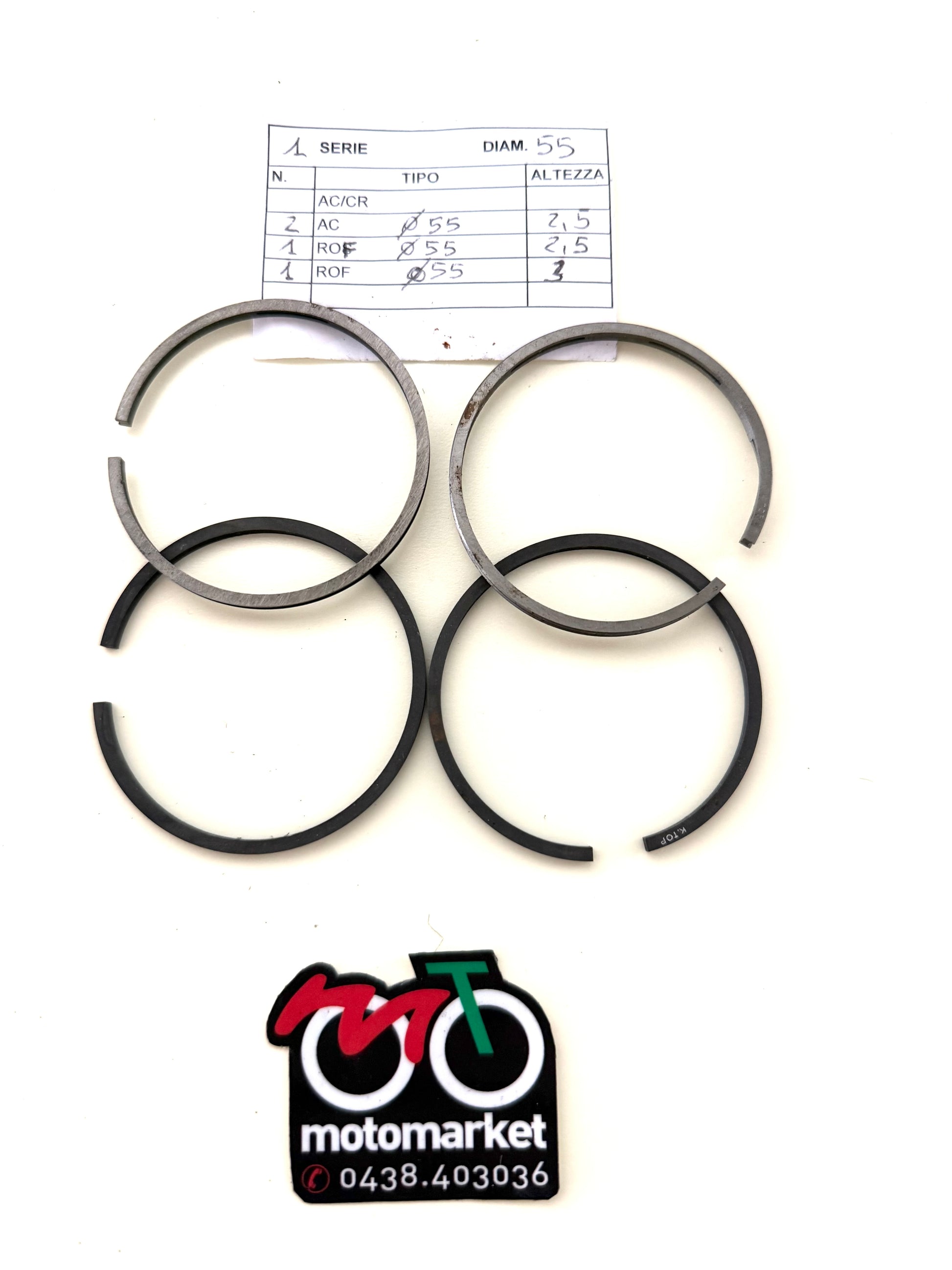 Anelli pistone per motori 4 tempi D.55X2,5X2,5 Rof-X3 Rof