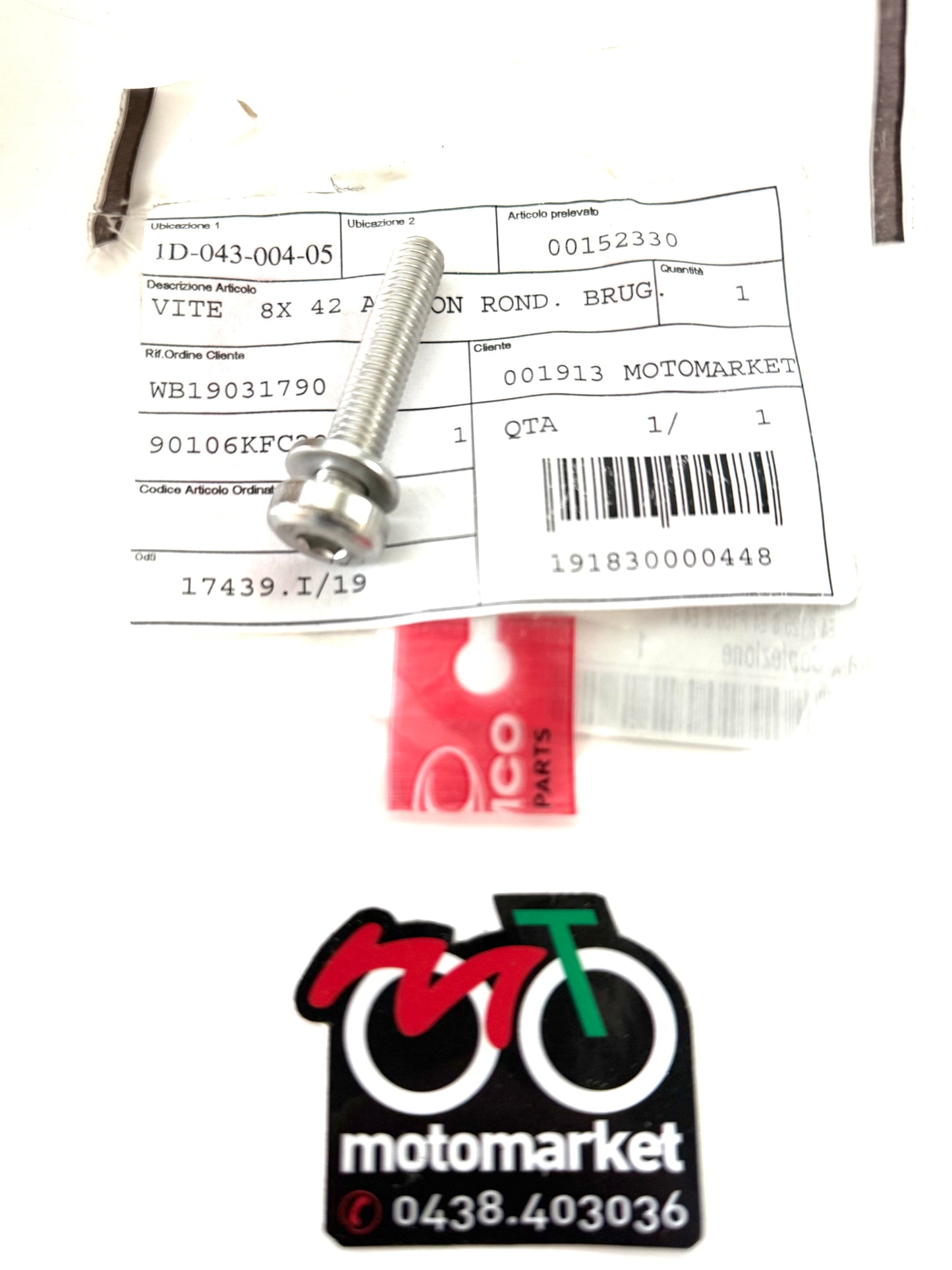 Vite contrappeso manubrio Kymco tutti i modelli art.00152330