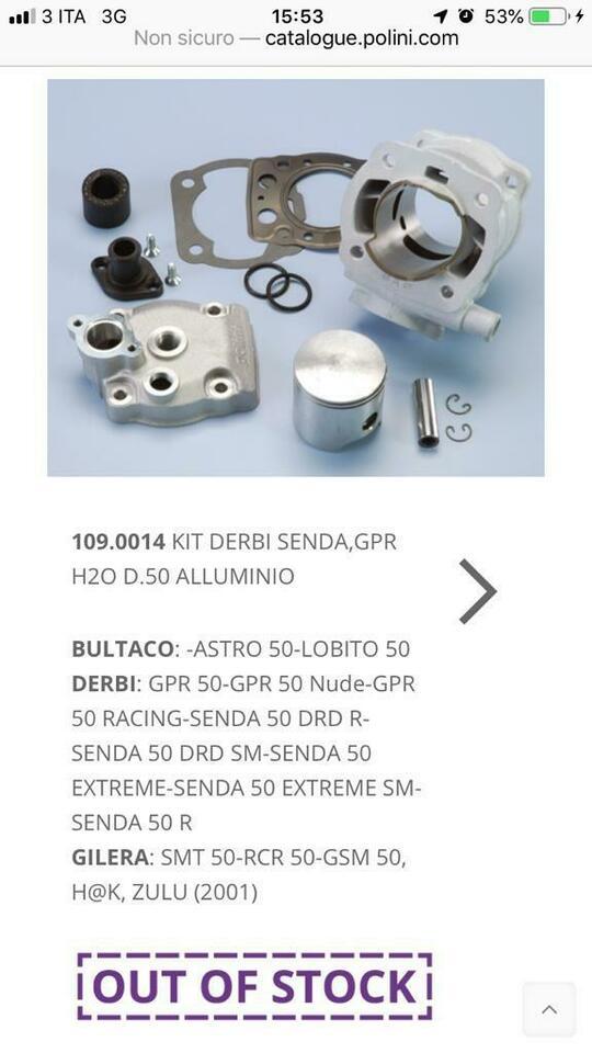 Kit cilindro modifica Polini Derbi Senda DRD-Extreme-GPR