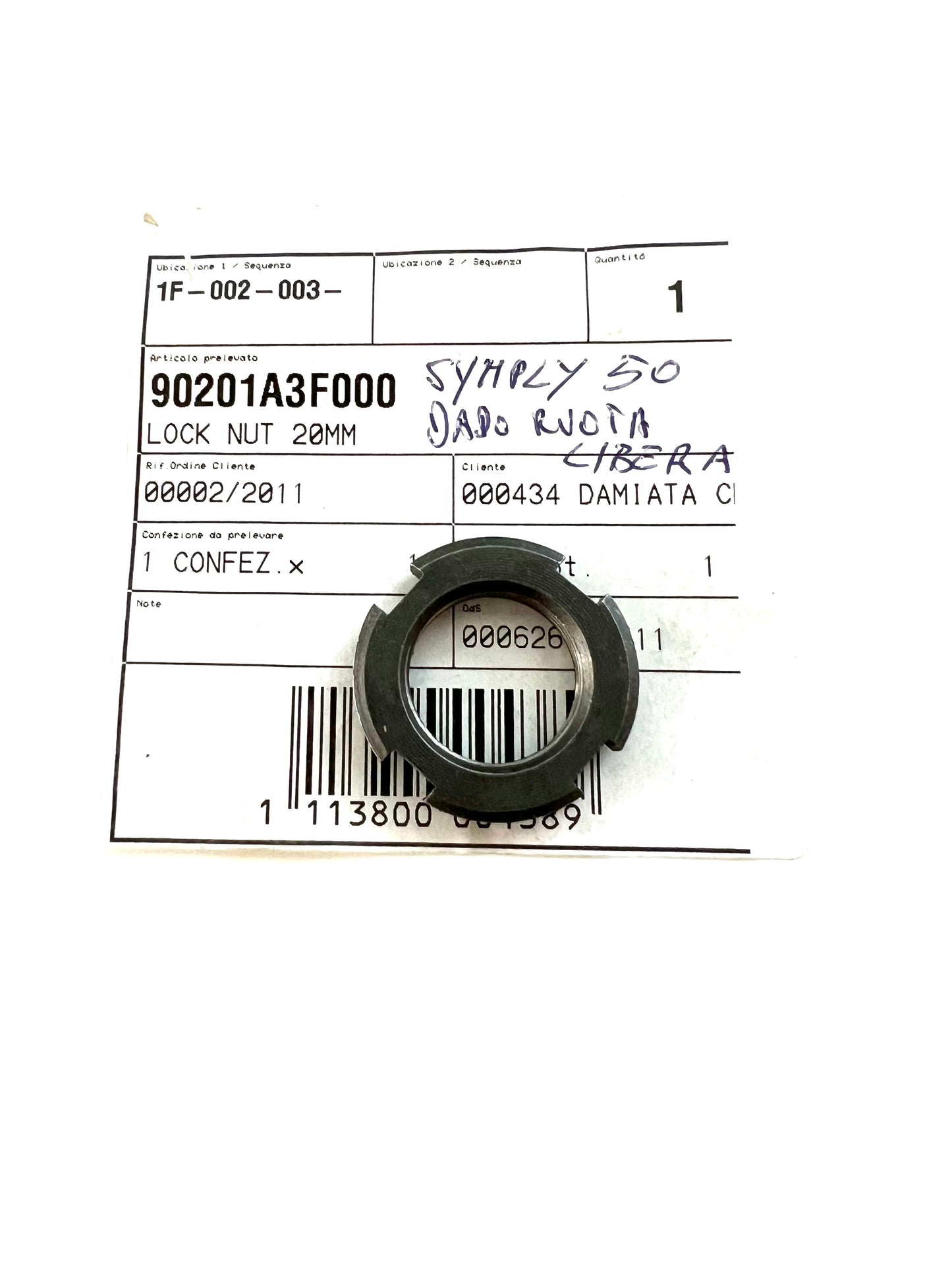 Ghiera chiusura ruota libera avviamento scooter SYM 50cc 4T art.90201A3F000