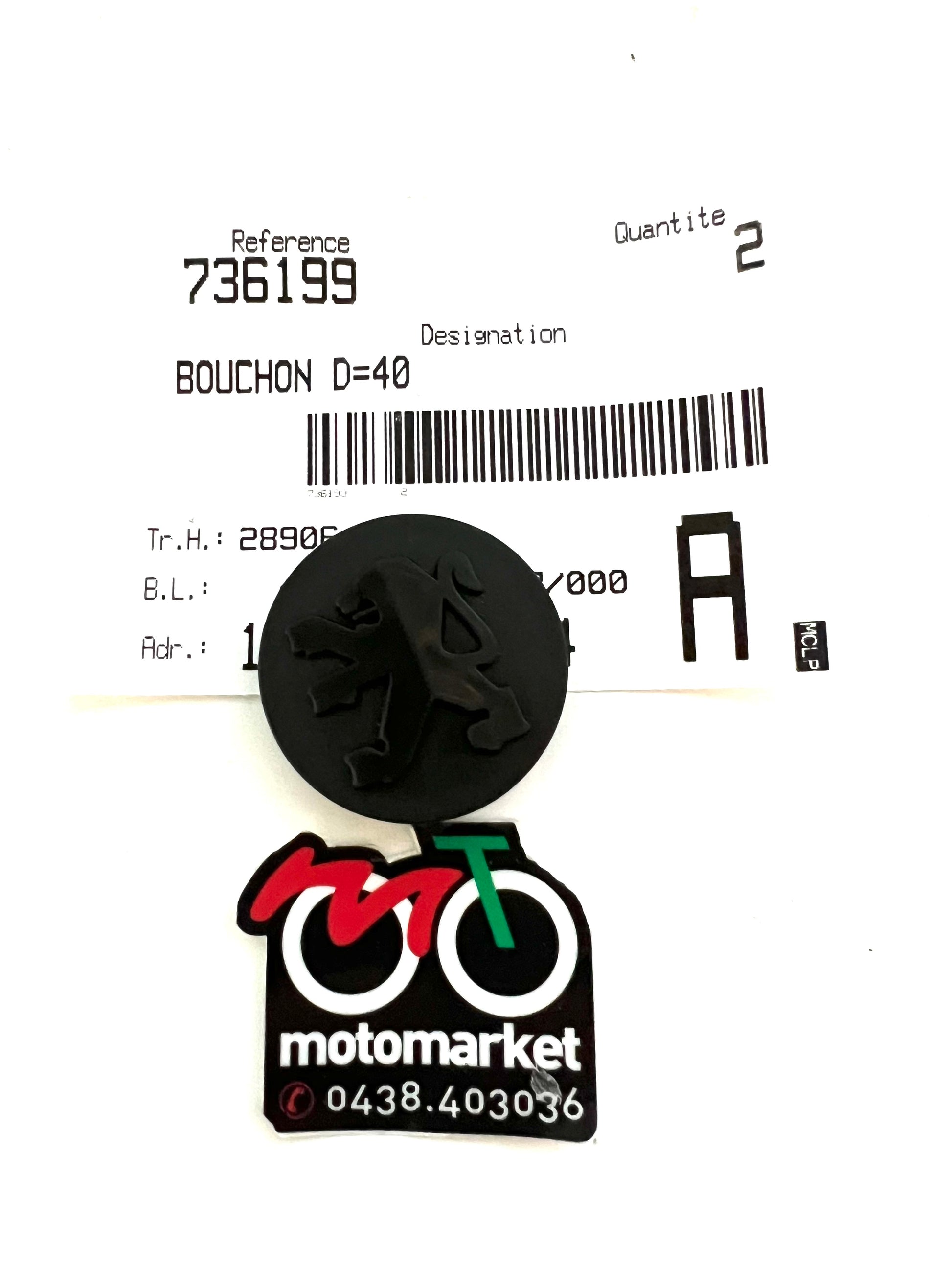 Tappo mozzo ruota posteriore scooter Peugeot con freno a disco D. 40 art.736199